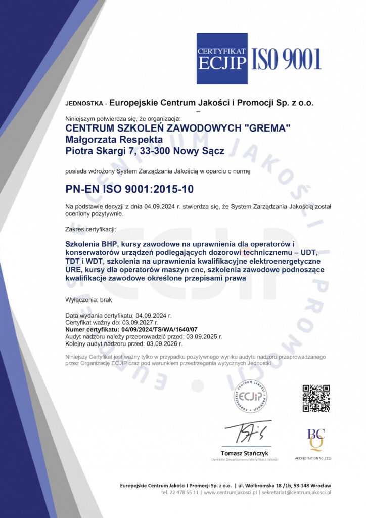 certyfikat grema